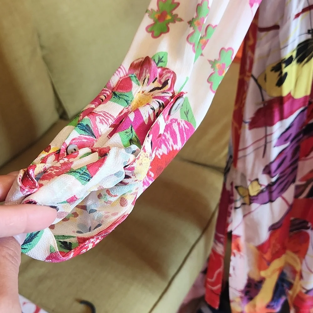 John Mark Multicolor Floral Shirt Dress - Picture 4 of 11